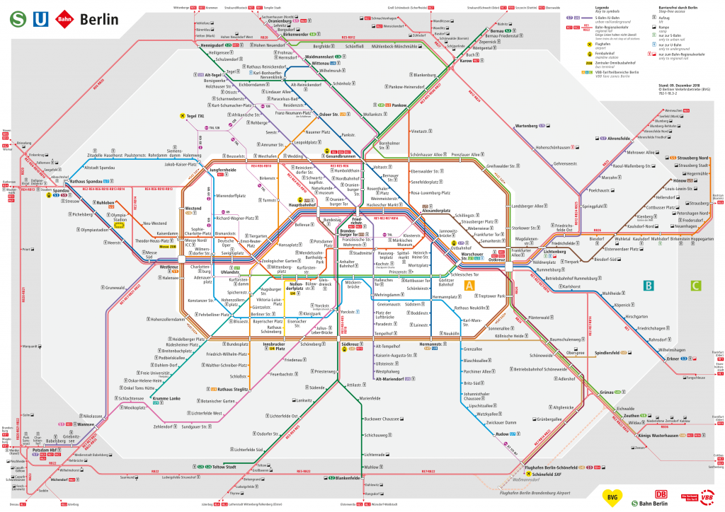 Harta metroului S + U-Bahn Berlin cu zone