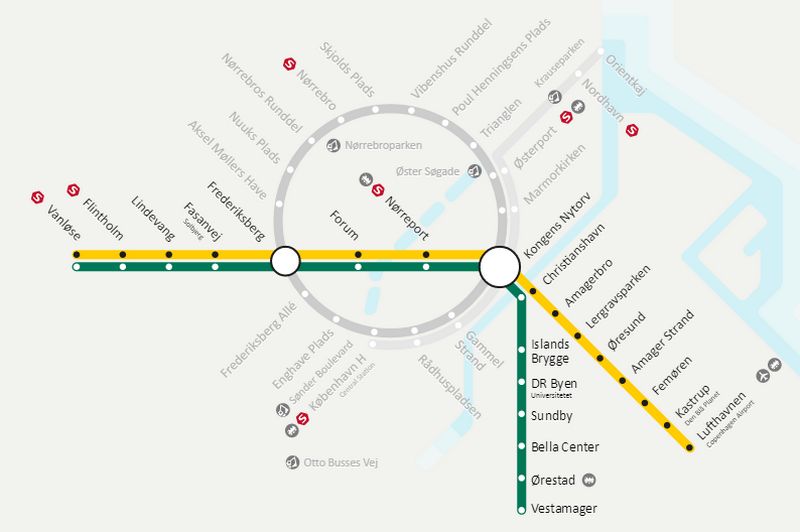 Harta metroului din Copenhaga